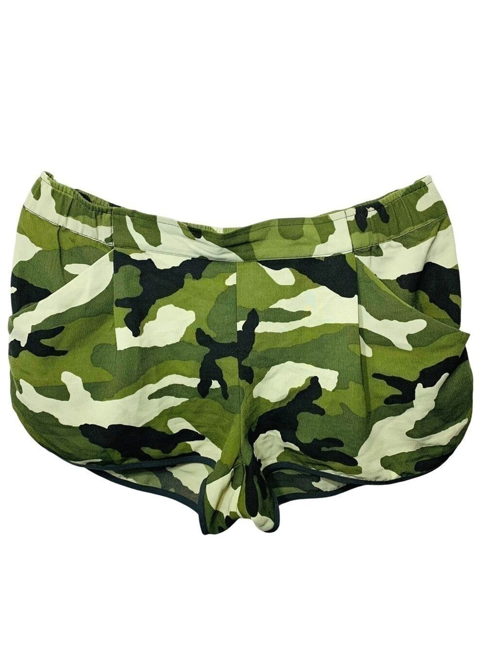 Silence + Noise Urban Outfitters Green Army Camo Pleat Short Side Pocket Sz L